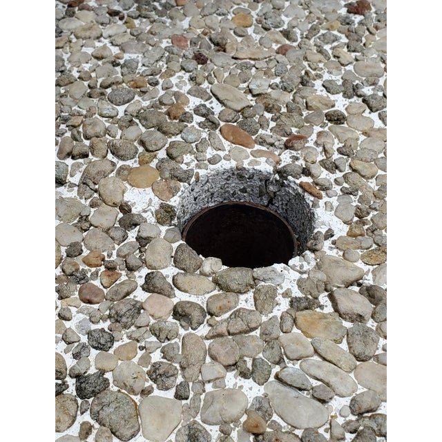 Sculpture Materials Vintage Pebbled Conrete Patio Table With 3 Benches For Sale - Image 7 of 12