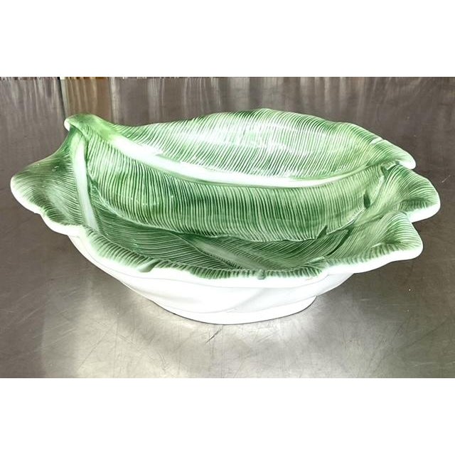 Bring a touch of the coast to your home with this Vintage Italian Coastal Banana Leaf Bowl. Crafted with an American...