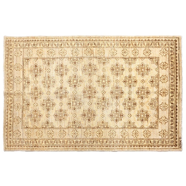 3'1" X 4'8" Small Ariana Samarkand Collection Soft Honey and Brown Semi Geometric Floral Rug (3' X 5') For Sale - Image 4 of 9