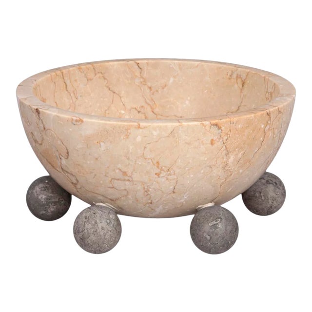 NOIR Bala Bowl, White Marble For Sale