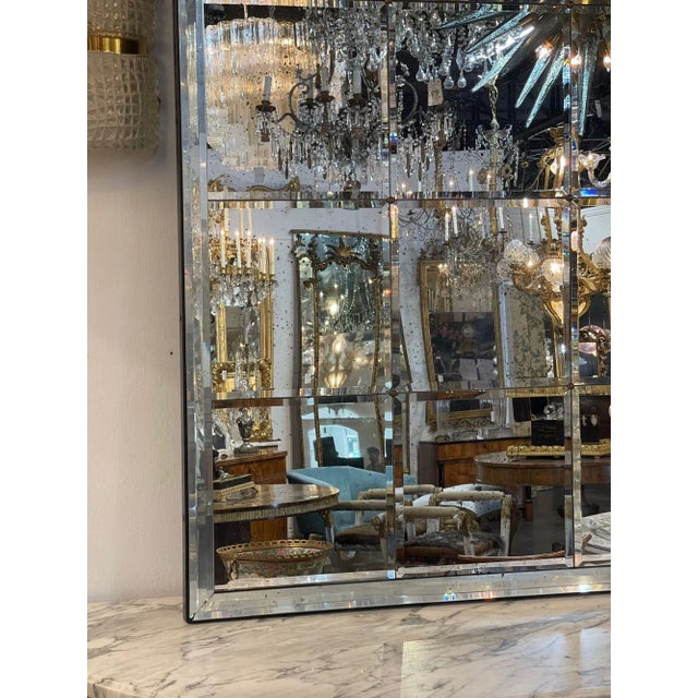 Pair of Jansen Style Eglomise Sunburst Trumeau Mirrors With Beveled Glass For Sale - Image 4 of 7