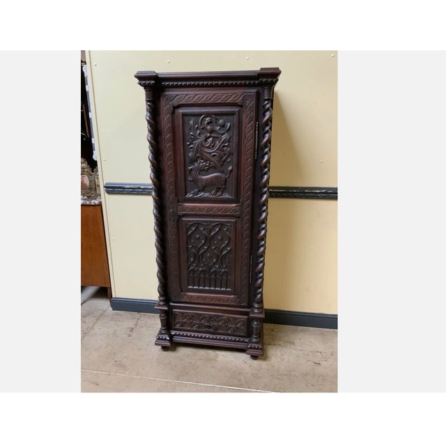 Brown Antique Neo-Gothic Cabinet, 1880 For Sale - Image 8 of 11