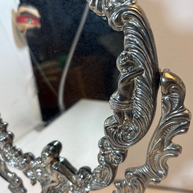 Vintage Ornate Vanity Mirror With Cherub Design For Sale - Image 4 of 11