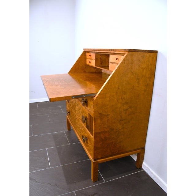 1920s Swedish Grace Flamed Birch and Macassar Secretaire from Svenska Möbelfabrikerna, Late 1920s For Sale - Image 5 of 9