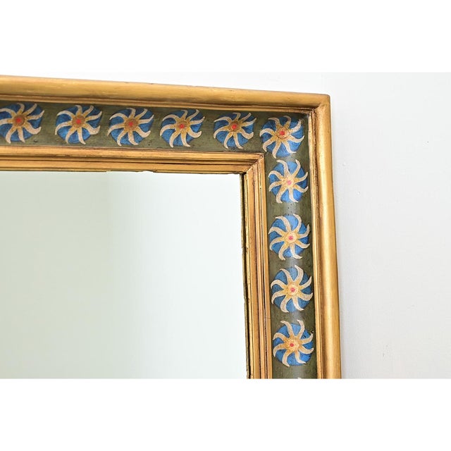 Blue French 19th Century Gilt & Painted Symmetrical Mirror For Sale - Image 8 of 10