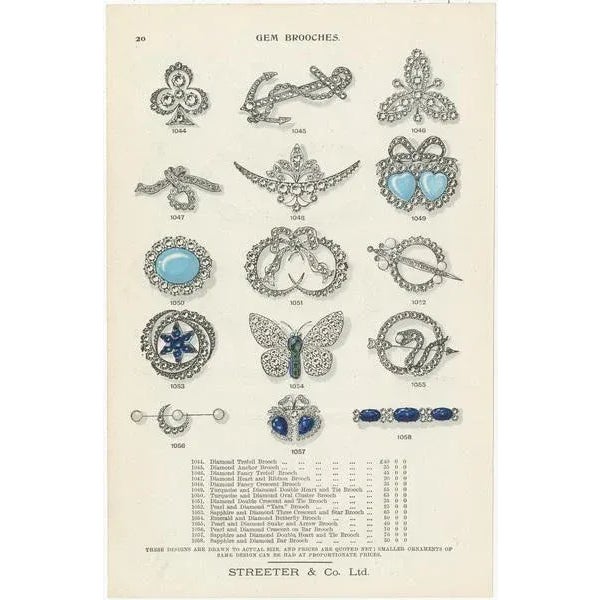 Streeter, Gem Brooches, 1898, Prints, Set of 2 For Sale - Image 3 of 5