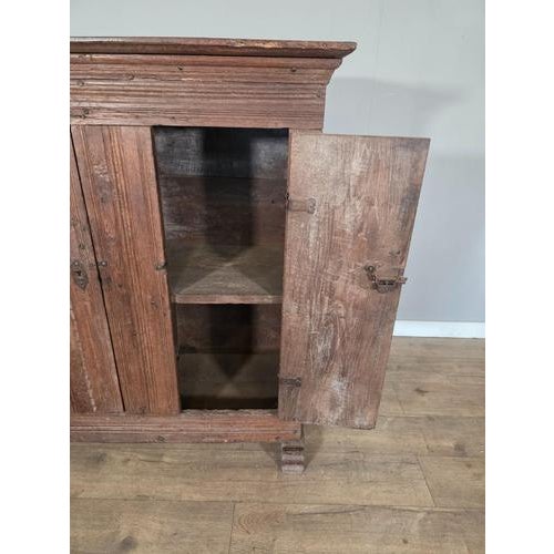 Antique 18th Century Primitive Oak Cupboard with Original Blacksmith Lock & Hinges For Sale - Image 4 of 9