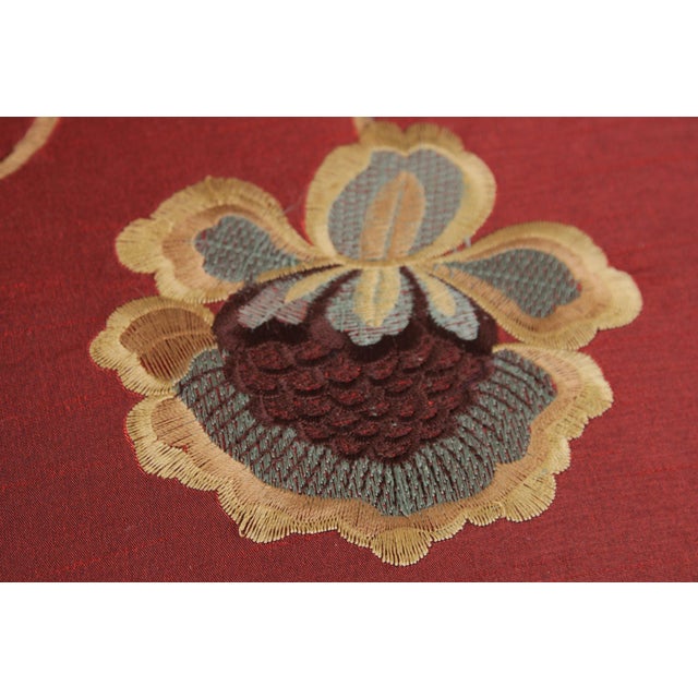 Silk Crewel Work Tufted Back Swivel Chair For Sale - Image 11 of 15