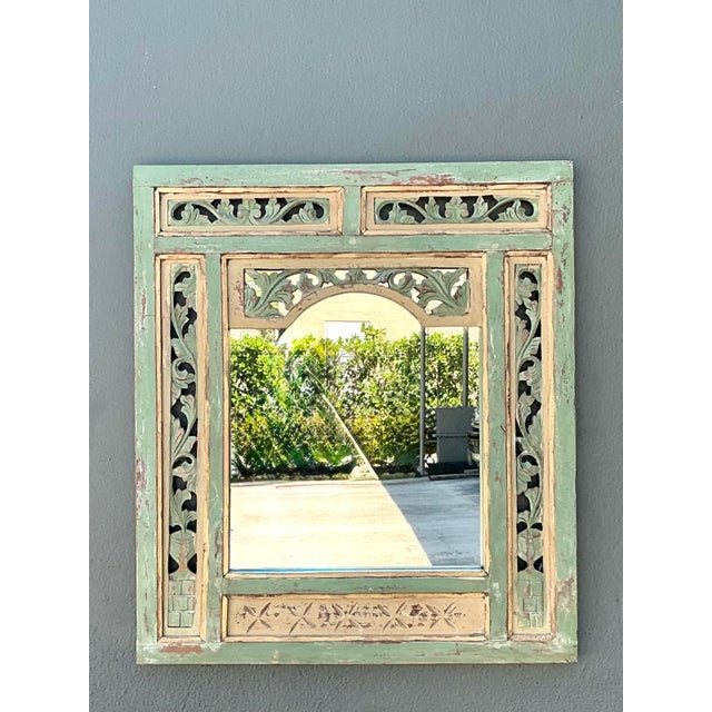 Vintage Distressed Carved Wood Mirror For Sale - Image 11 of 12