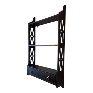 Late 20th Century Vintage Selamat Designs Mahogany One Drawer Wall Hanging Display Shelf For Sale