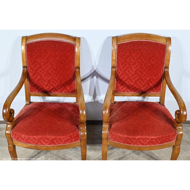 Set of 1st Part 19th Century Louis Philippe Cherry Wood Armchairs For Sale - Image 4 of 18