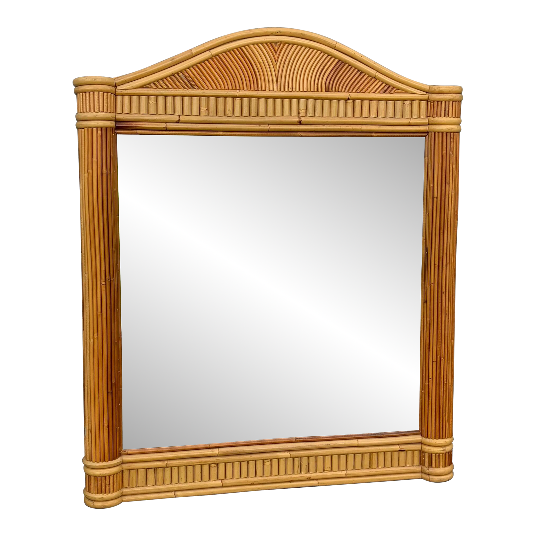鏡 Vintage Rattern Mirror Vintage Rattern Mirror French Vintage Round Wicker/Rattan Mirror