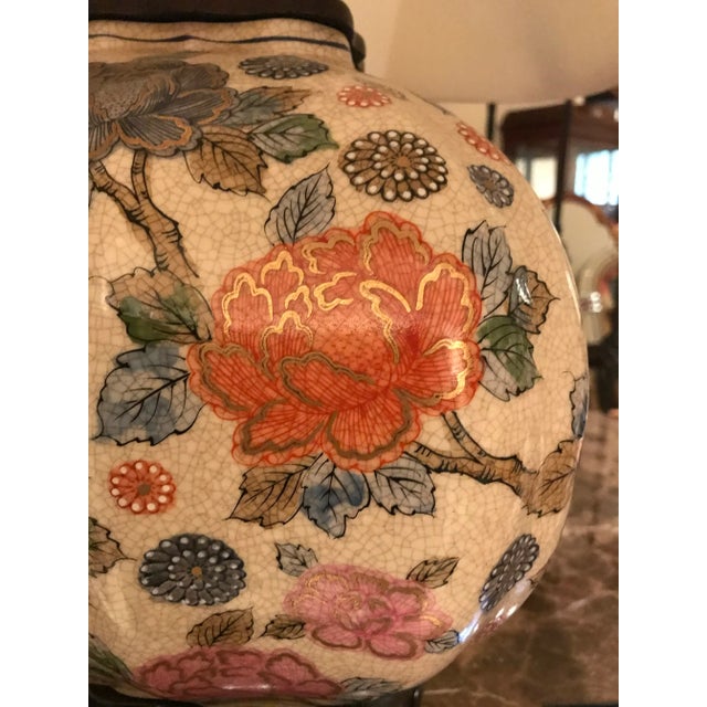 Chinese Floral Painted Table Lamps - a Pair For Sale - Image 4 of 7