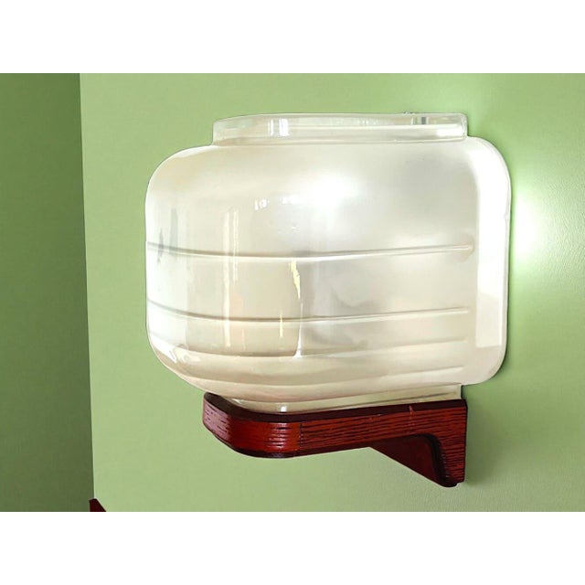 Glass and Wood Wall Light, 1990s For Sale - Image 3 of 13