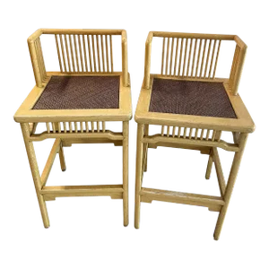 Late 20th Century Tall Chinese Bar Chairs - Set of 2