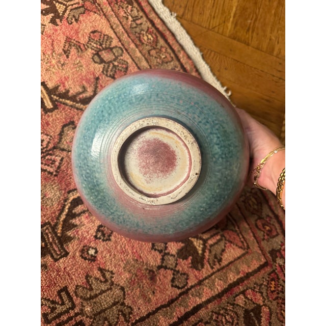1960s 1960s Red and Blue Pottery Bowl For Sale - Image 5 of 10