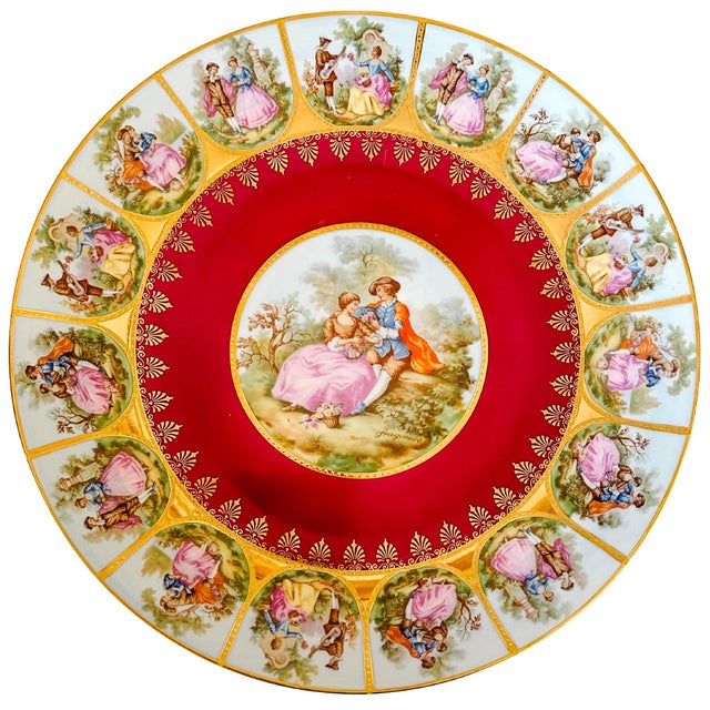 1960s 1960 Bavarian Decorative Plate With Fragonard Lovers For Sale - Image 5 of 7