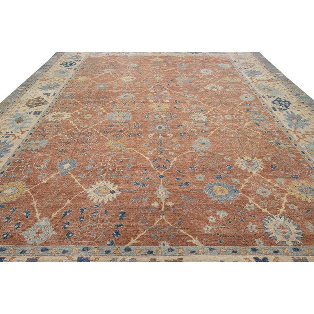 2020s Apadana's Modern Tabriz Style Oversized Indian Wool Rug Handmade in Brown For Sale - Image 5 of 11