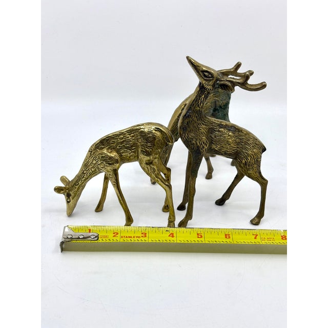 Vintage Late 20th Century Brass Deer Statues - A Set of 3 For Sale - Image 9 of 9