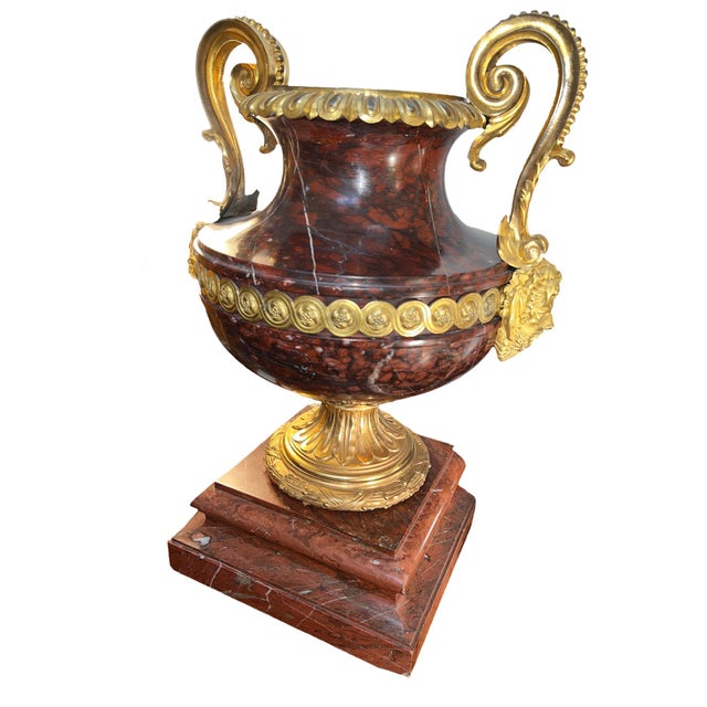 Metal Louis XVI Style Marble Urn With Bronze Dore Mounts For Sale - Image 7 of 12