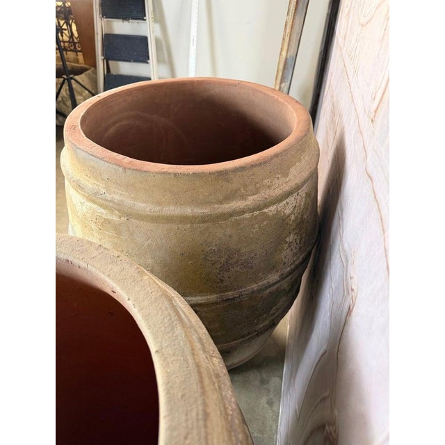 Pair of Antique Mediterranean Terracotta Storage Jars With Weathered Patina For Sale - Image 11 of 12