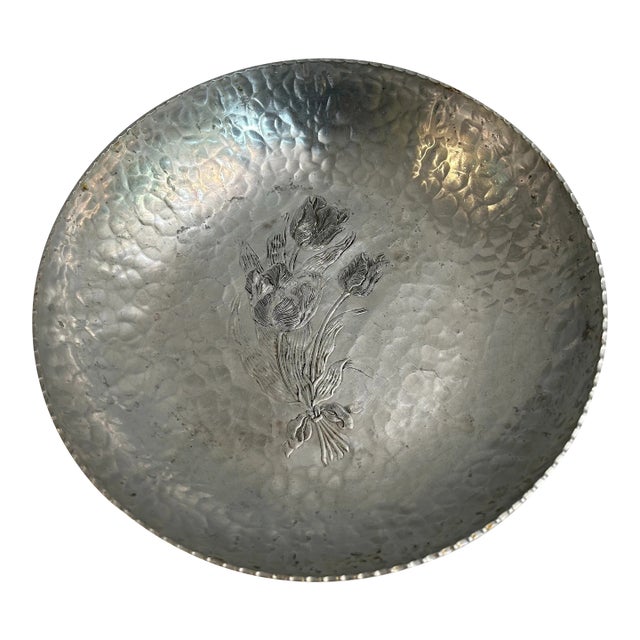 1950’s Rodney Kent Hammered Aluminum Tulip Bowl For Sale