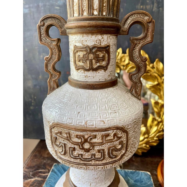 Late 20th Century 1960s Vintage Italian Terracotta Lamp in the Style of James Mont For Sale - Image 5 of 11