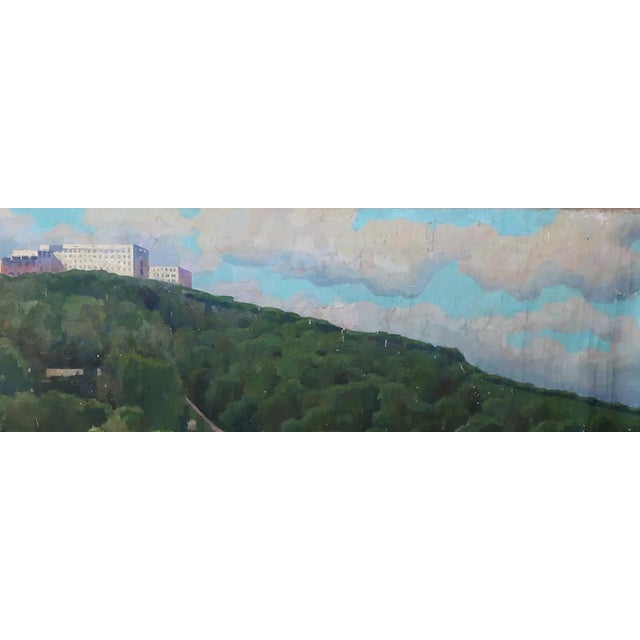 Nautical River Painting Landscape Antique Oil Painting Original Soviet Art Ukrainian Artist Unknown 107-298 1970s For Sale - Image 3 of 6