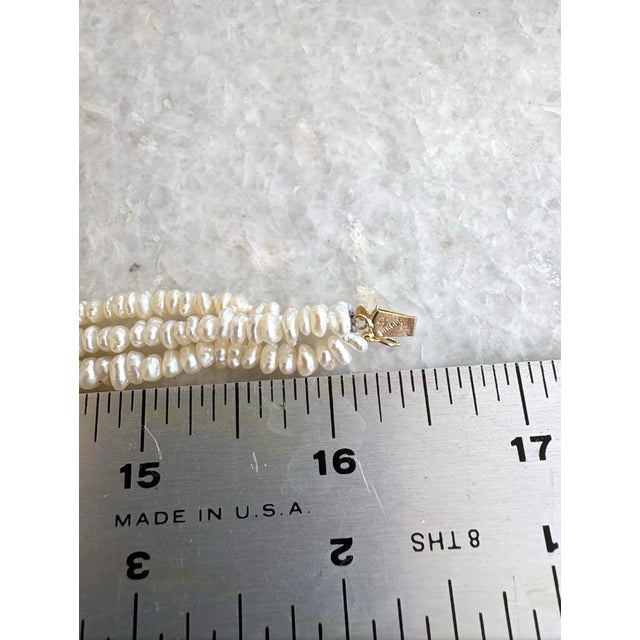 Contemporary Vintage Freshwater Pearl and 14k Gold Clasp Multistrand Beaded Necklace - 16.5" For Sale - Image 3 of 4