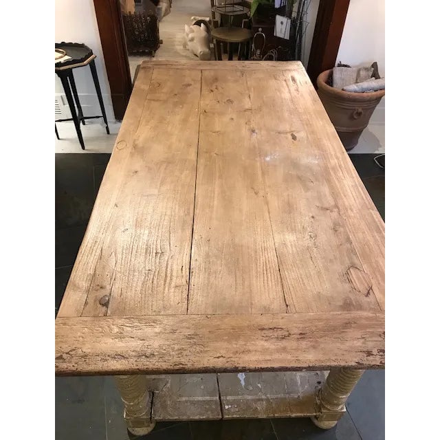 Painted French Island with 2 Drawers, Provence, Circa 1830 For Sale - Image 9 of 14