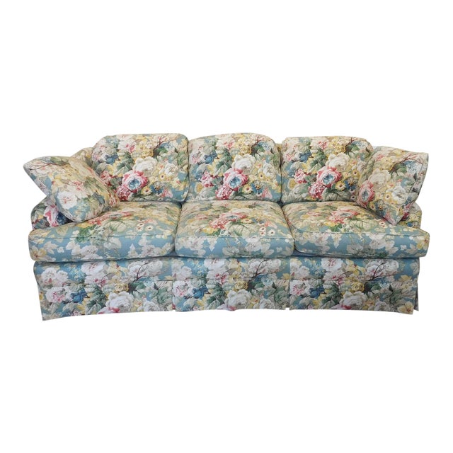 1980s Contemporary Overstuffed Upholstered Floral Sherrill