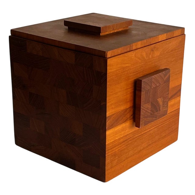 Danish Teak Cubic Ice Bucket, 1960s For Sale
