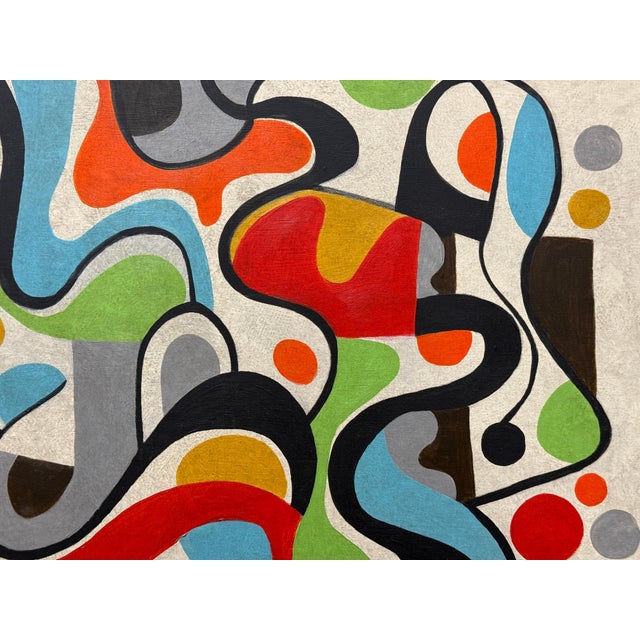 Paint Gary Janis 2024 Abstract in a solid Walnut Frame For Sale - Image 7 of 12