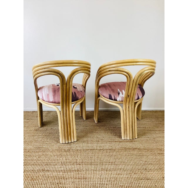Vintage 1980s Natural Rattan Bent Dining Chairs, Set of 4 For Sale - Image 10 of 11