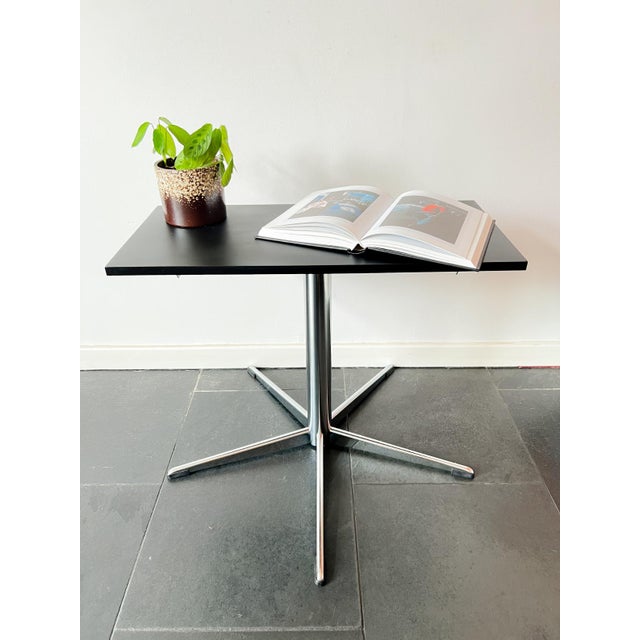 Black Vintage Side Table in Chrome Frame, Star Base and Rotatable Tabletop For Sale - Image 8 of 11