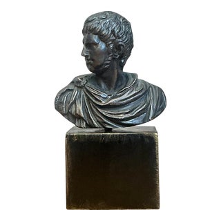 Vintage Roman Emperor Bust on Plinth For Sale