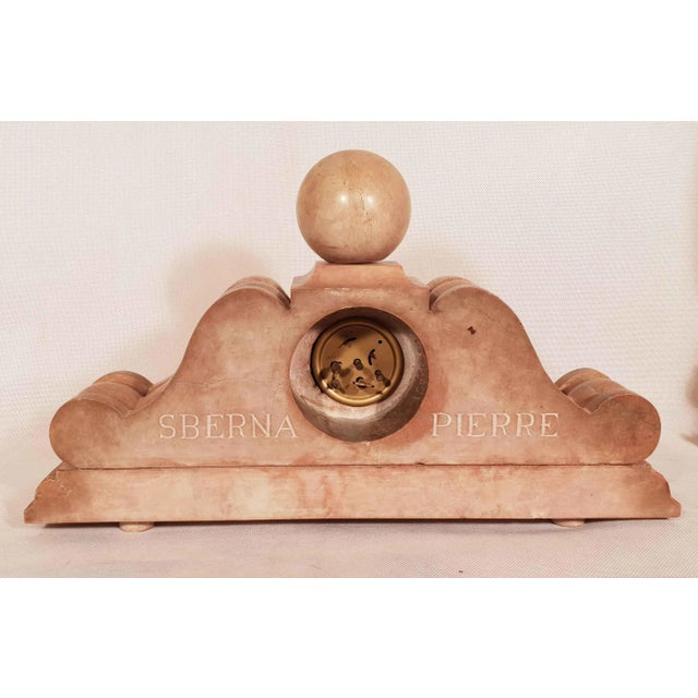 Art Deco Molded and Carved Stone Clock, 1930s For Sale - Image 3 of 9