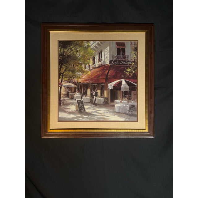 Late 20th Century Framed Parisian Bistro Street Scene Wall Art For Sale - Image 4 of 5