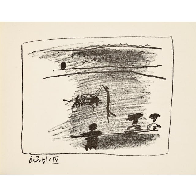 1960s Pablo Picasso IV . 6-3-61 Original Lithograph Banderillas a Los Toros For Sale