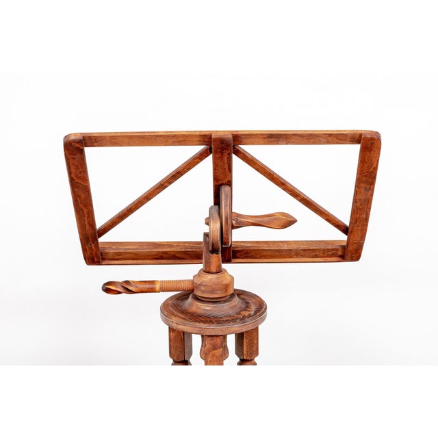 Italian Vintage Carved Wooden Triple Column Adjustable Music Stand For Sale - Image 3 of 5