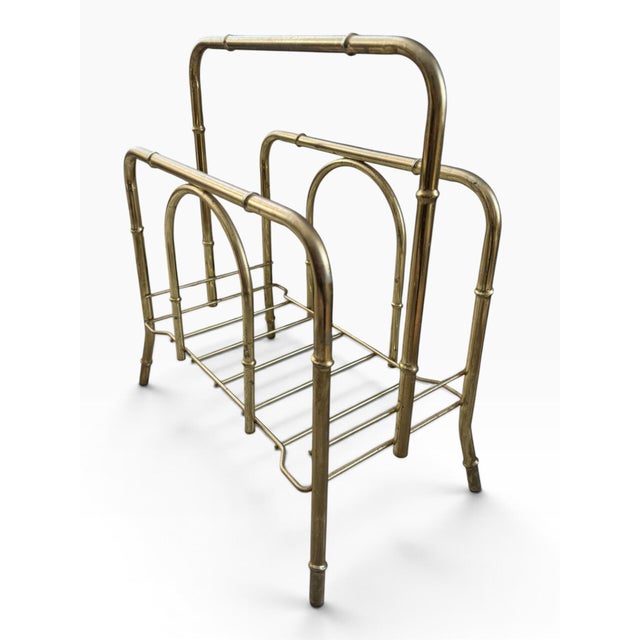 Vintage Hollywood Regency Brass Multi-Tier Magazine Rack For Sale In Portland, ME - Image 6 of 6