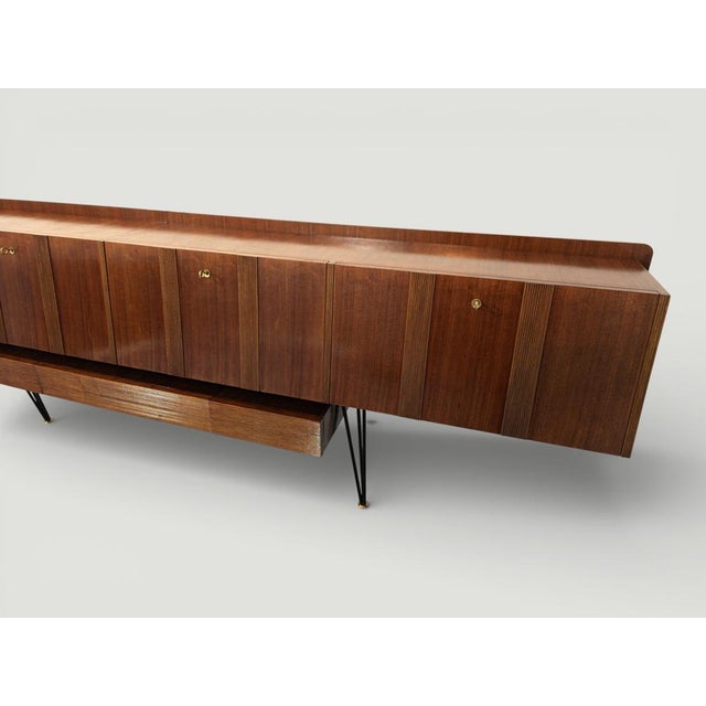 Long Mid-Century Italian Sideboard in Walnut, 1950s For Sale - Image 14 of 18