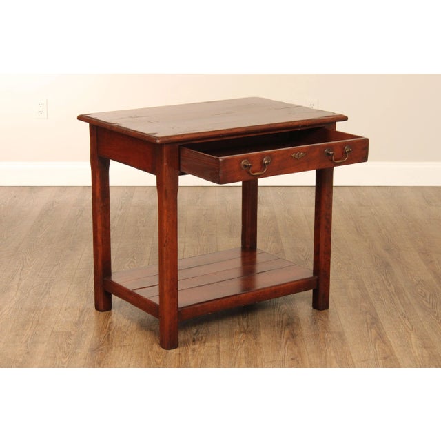 Rustic Late 20th Century Rustic Chippendale Style One Drawer Two-Tier Work Table For Sale - Image 3 of 12