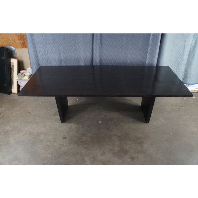 Restoration Hardware Wyeth Floating Rectangular Black Oak Modern Dining Table Rh For Sale - Image 6 of 17