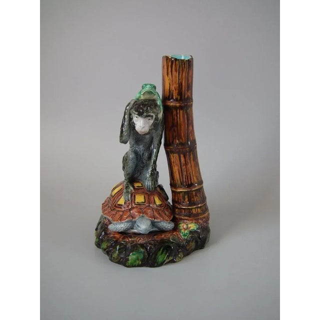 Late 19th Century Late 19th Century Worcester Majolica Frog Monkey and Tortoise Vase For Sale - Image 5 of 9