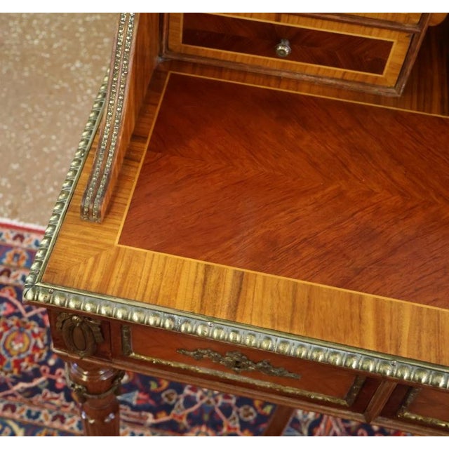1950s French Louis XVI Inlaid Ormolu Mounted Ladies Writing Desk For Sale - Image 9 of 13