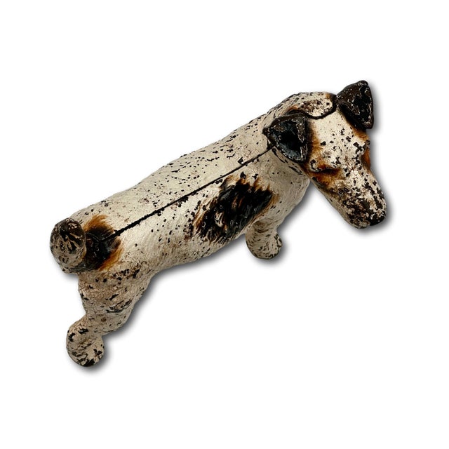 Vintage 1930s American Hubley Manufacturing Company Cast Iron Fox Terrier Dog Doorstop For Sale - Image 10 of 18