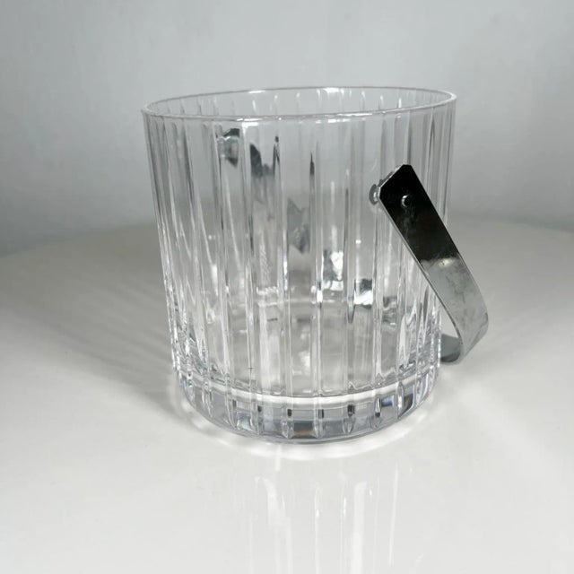 1960s 1960s Modernist Ribbed Crystal Glass Ice Bucket in Baccarat Style For Sale - Image 5 of 12