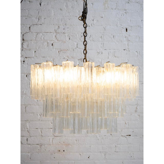 Mid-Century Modern Italian Mid-Century "Tronchi" Glass Chandelier, Made in Murano For Sale - Image 3 of 16