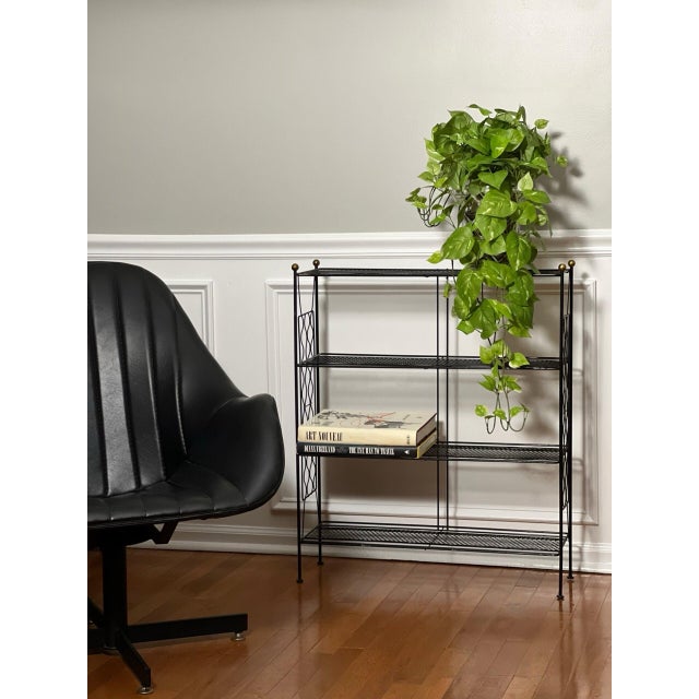 Tony Paul Style Vintage Mid-Century Modern Metal Etagere With Brass Ball Finials, 1960s For Sale - Image 14 of 14